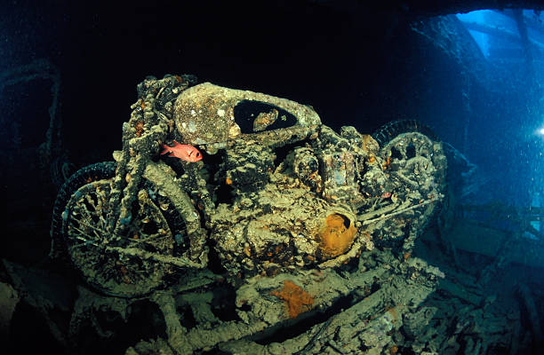 istock Old motorcycle on the Thistlegorm shipwreck 97016176