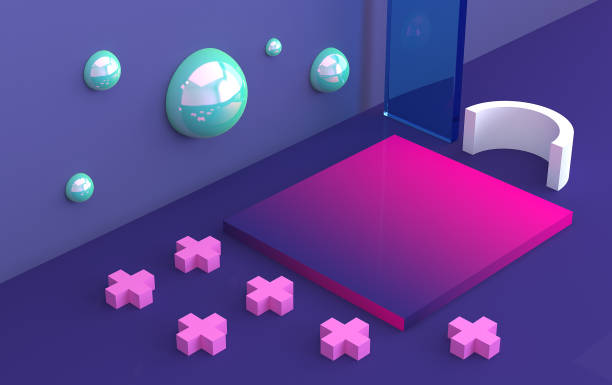 istock Minimalist abstract background, pastel colors, 3D render, podium for the advertized goods 970170410