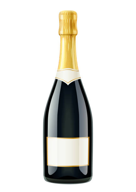szampan. butelka wina. francuski tradycyjny napój. - isolated on white bottle alcohol alcoholism stock illustrations