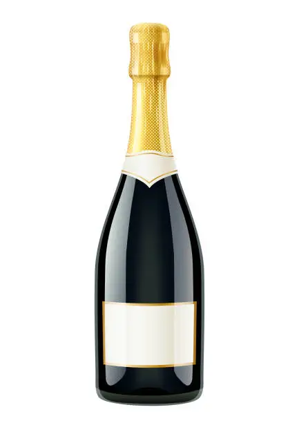 Vector illustration of Champagne. Wine bottle. French traditional drink.