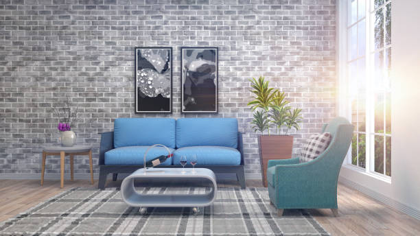 istock Interior living room. 3d illustration 970175106