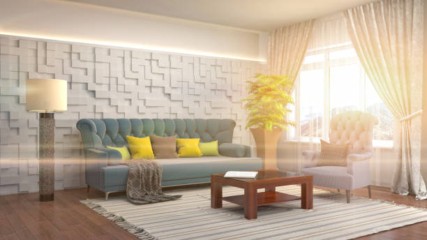 istock Interior living room. 3d illustration 970188044
