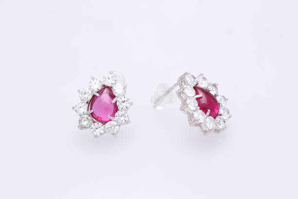 istock diamond and pink gem stone on earring 970192470