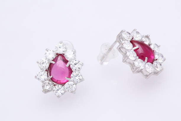 istock diamond and pink gem stone on earring 970192506