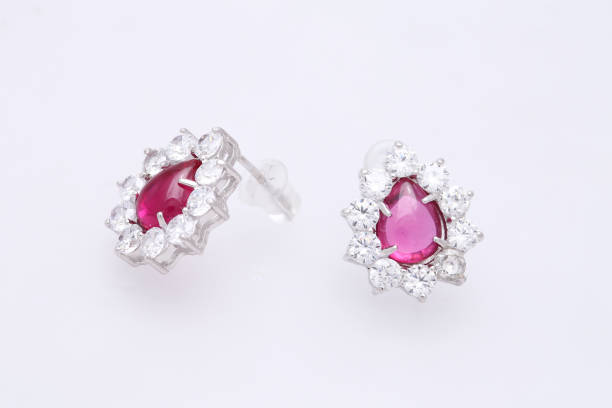 istock diamond and pink gem stone on earring 970192640