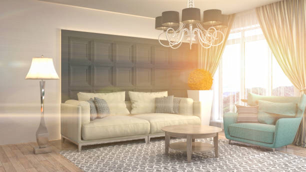 istock Interior living room. 3d illustration 970195298