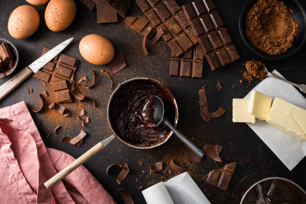 istock Ingredients for cooking chocolate pastry from above 970218862