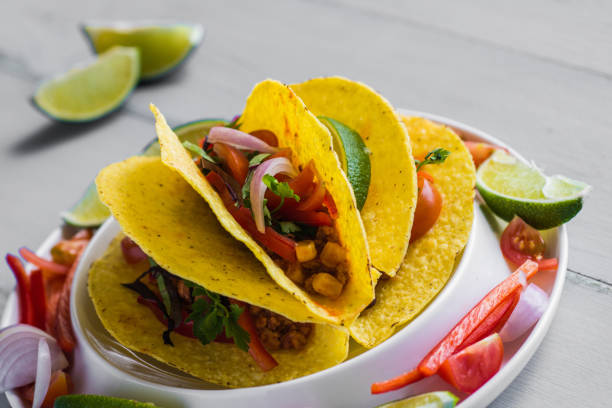 istock Fresh Tacos in Shells Colorful Mexican Food 970218902