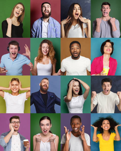istock Set of happy diverse people at studio backgrounds 970235924