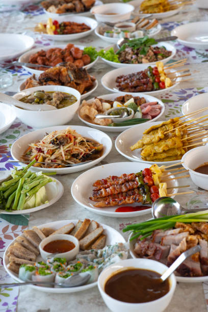 istock Various types of food Thailand placed on table, ready to eat. 970236788