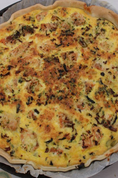 istock Salted pie with salmon and dried seaweed 970237242