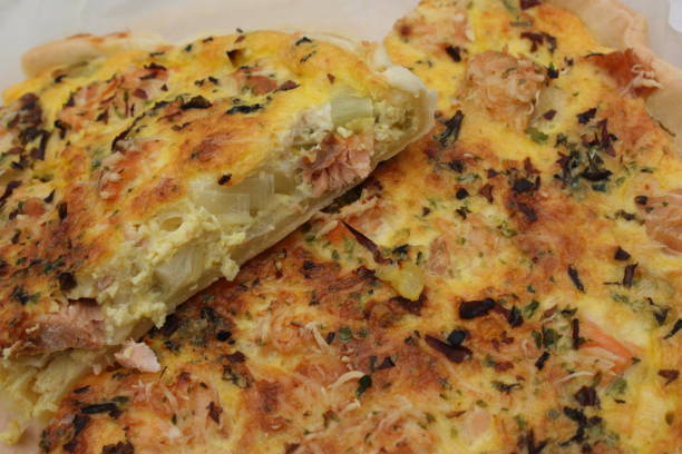 istock Salted pie with salmon and dried seaweed 970237256