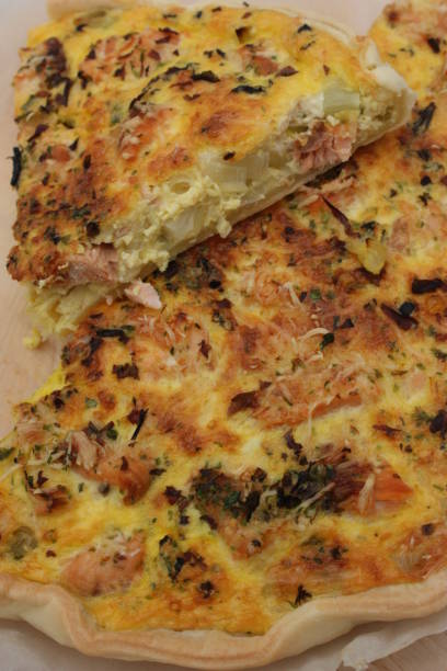 istock Salted pie with salmon and dried seaweed 970237262