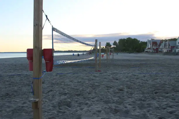 Photo of Beach Volleyball Net at Sunset in Port Stanley Ontario, Lake Erie