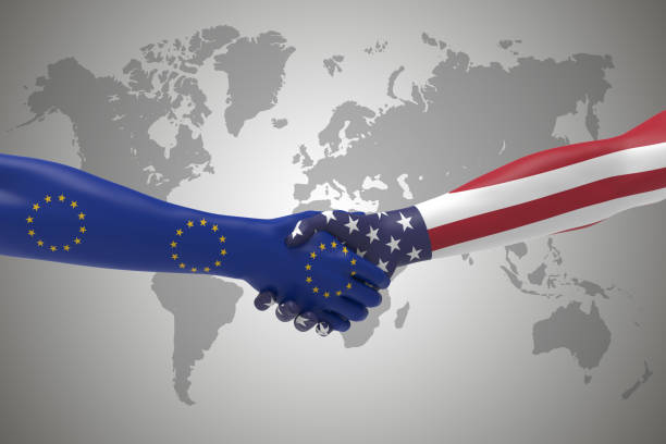 istock Europe and USA Handshake Bilateral talks 970245076