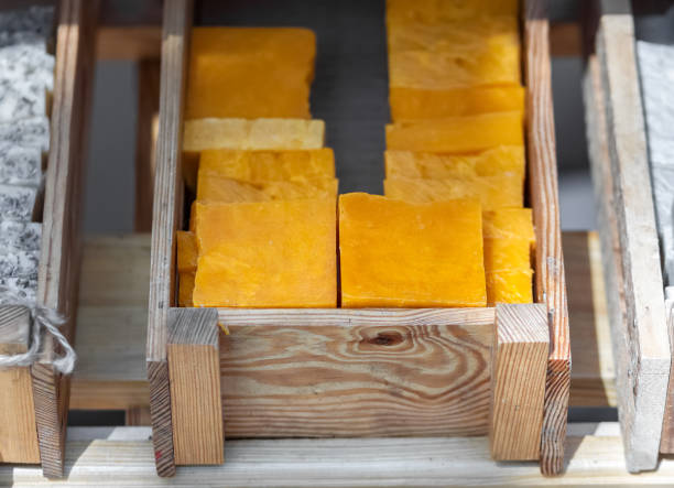 istock Handmade soap in wooden tray 970249024