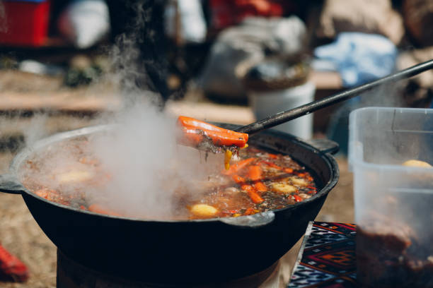 istock Soup in a large cauldron outdoor 970249344