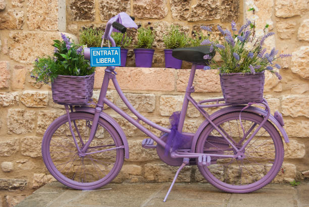 Little and colorful bicycle exposed outside of a gifts shops