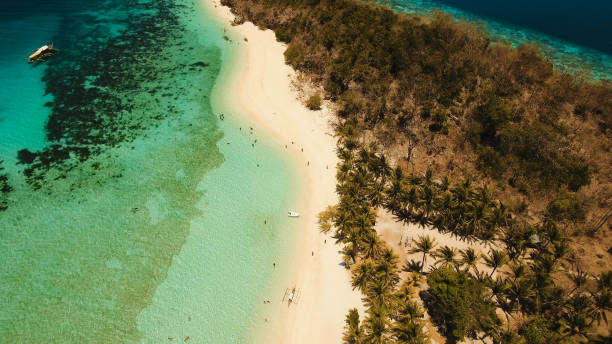 istock Aerial view beautiful beach on a tropical island Malcapuya. Philippines 970253612