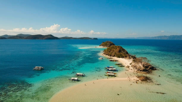 istock Aerial view beautiful beach on a tropical Bulog Dos Island. Philippines 970258064