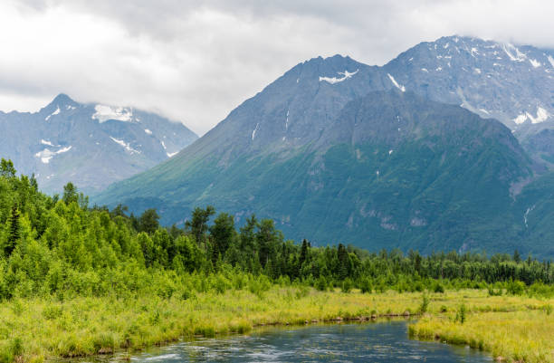 istock The Chugach Mountains Tower High Above Alaska's Eagle River 970270314