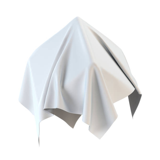 Drapery, white sheet covering spherical shape isolated on white background Drapery, white sheet covering spherical shape isolated on white background, presentation pedestal 3d rendering bed sheets stock pictures, royalty-free photos & images