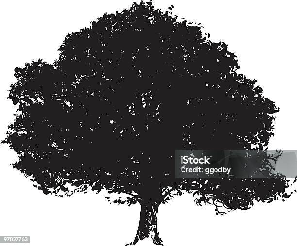 Ilustración de Silueta Vector Del Árbol y más Vectores Libres de Derechos de Roble - Árbol - Roble - Árbol, Silueta, Vector