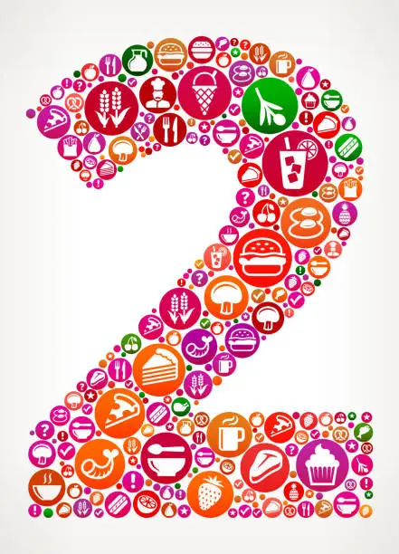 Vector illustration of Number 2 Food and Diet Vector Icon Background