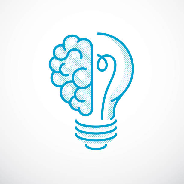 ilustrações de stock, clip art, desenhos animados e ícones de creative brain concept, intelligent creation vector symbol. light bulb with half of human anatomical brain. bright mind, thinking and brainstorming idea icon. - child prodigy