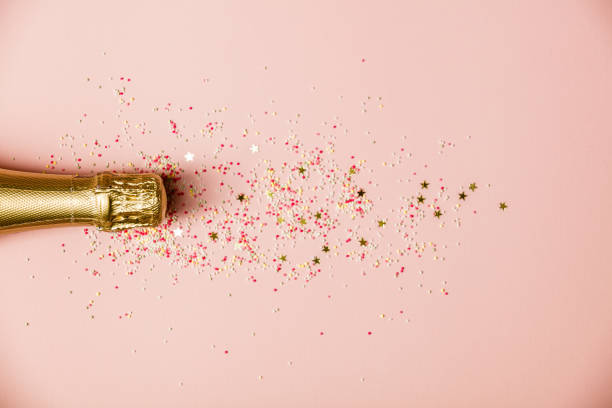 flat lay of celebration - wine abstract drink alcohol imagens e fotografias de stock