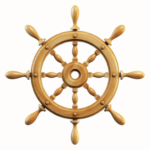 Ship wheel isolated on white background Ship wheel isolated on white background 3d rendering rudder stock pictures, royalty-free photos & images