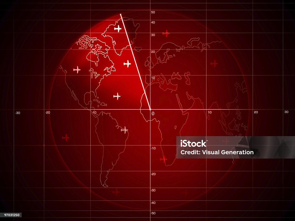 레드 레이더 화면을 지도 세계 - 로열티 프리 레이더 스톡 사진