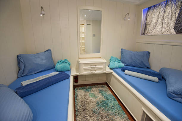 Cabin in a luxury private motor yacht