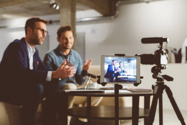 istock Business men making a vblog 970345248