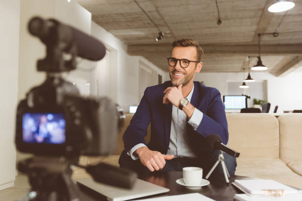 istock Businessman recording content for his vlog 970351324