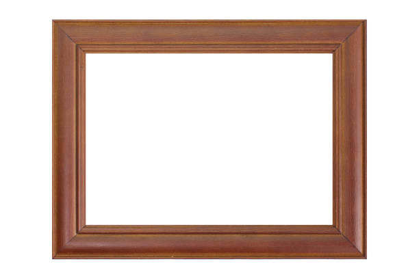 istock Brown wood photo frame isolated on white background 970356760