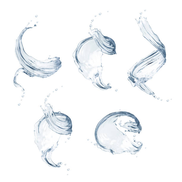 istock 3d render, water splashes collection, clear liquid splashing clip art, isolated on white background, drink, vodka, spirit, design elements collection 970380336