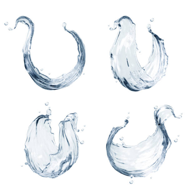 istock 3d render, water splashes collection, clear liquid splashing clip art, isolated on white background, drink, vodka, spirit, design elements collection 970380612