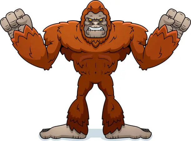 Vector illustration of Cartoon Sasquatch Angry