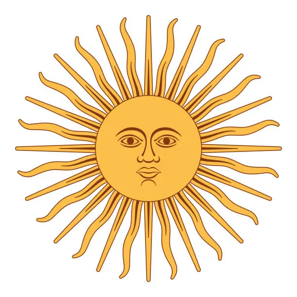 Vector illustration of Sun of May, Sol de Mayo, Argentina