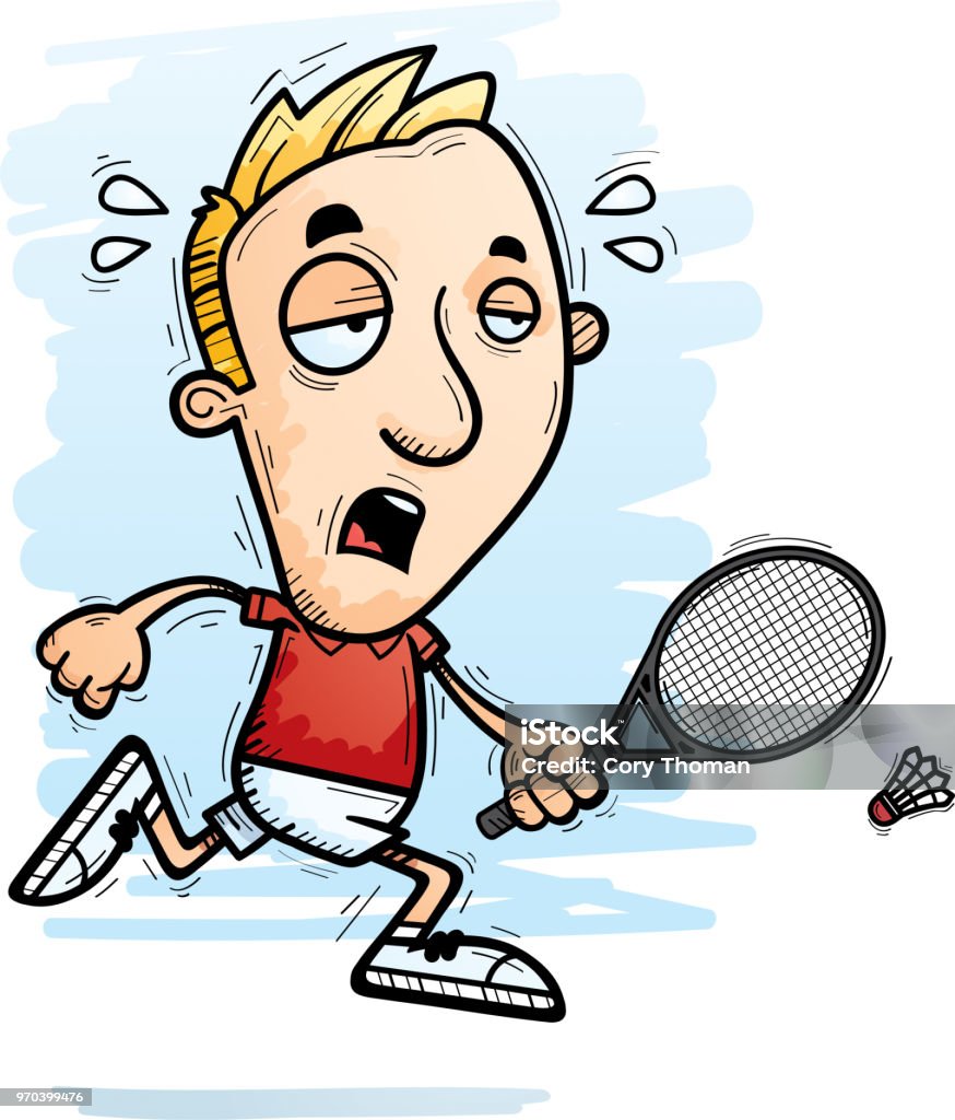 Exhausted Cartoon Badminton Player Stock Illustration - Download Image Now  - Active Lifestyle, Athlete, Badminton - Sport - iStock
