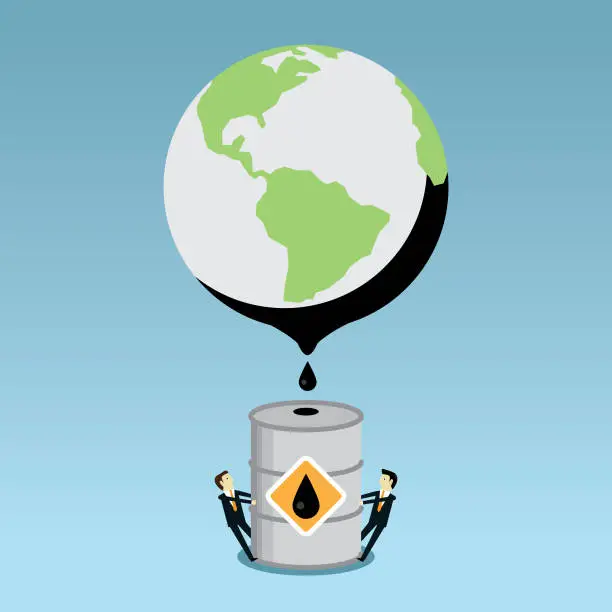 Vector illustration of Oil faucet in earth globe