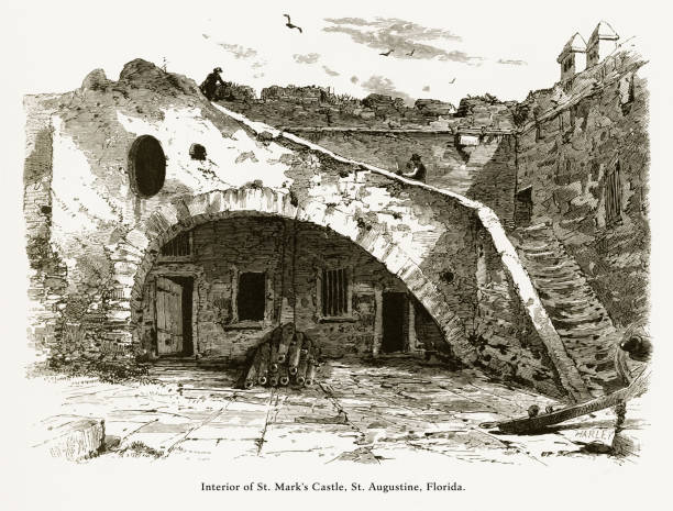 istock Interior of St. Mark’s Castle, St. Augustine, Florida, United States, American Victorian Engraving, 1872 970402664