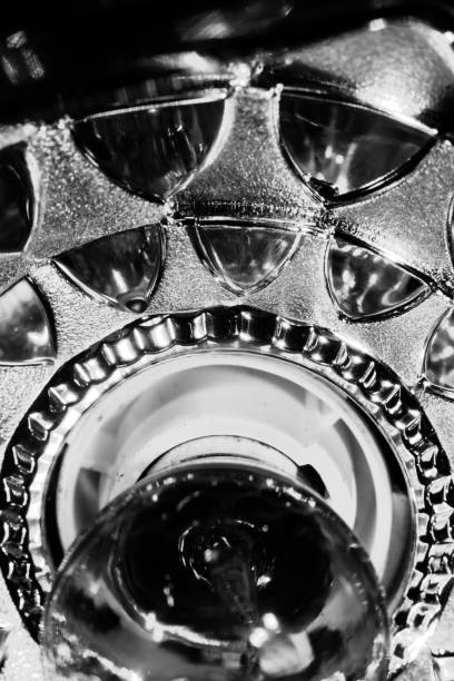 High contrast Black and white macro photography texture backgrounds, vehicle reverse light bulb