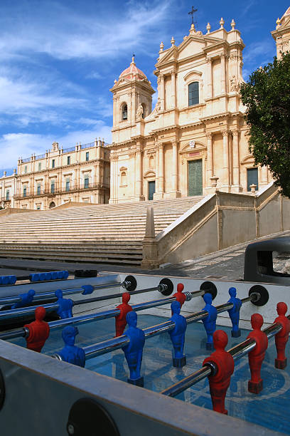 Noto, The barouque Catthedral and plastic toys stock photo