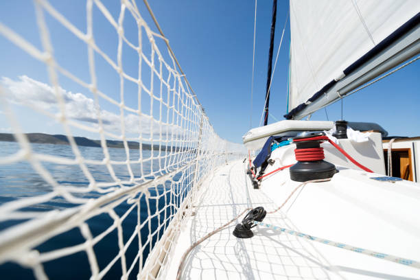 istock Portrait of sailing boat on open sea 970417016