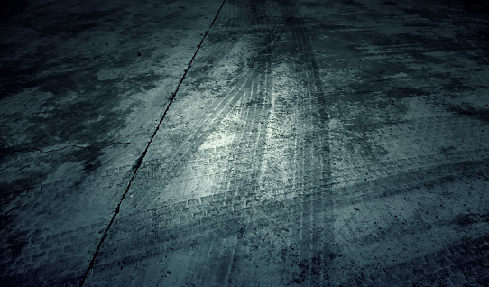 Wheel skid marks on the road, travel and transportation