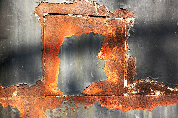 istock Steel plate rust and color peeling off. 970429126
