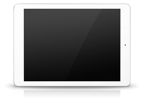 Tablet pc computer with blank screen isolated on white background.