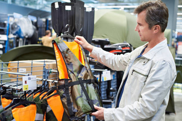 Man buys life jacket for water sport